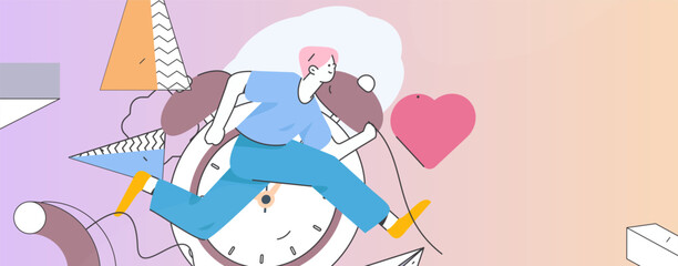 Vector internet operation hand-drawn illustration of people exercising and running healthy
