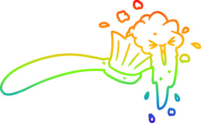 rainbow gradient line drawing cartoon toothbrush and toothpaste