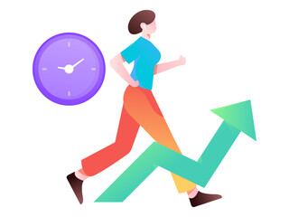 Vector internet operation hand-drawn illustration of people exercising and running healthy
