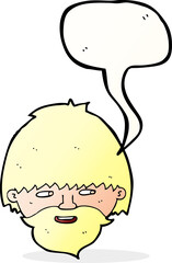 cartoon bearded man with speech bubble