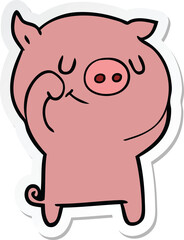sticker of a happy cartoon pig