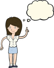cartoon woman with idea with thought bubble