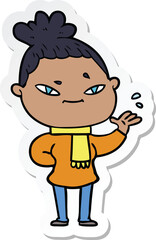 sticker of a cartoon woman