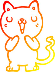 warm gradient line drawing cartoon cat