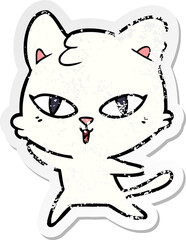 Naklejka premium distressed sticker of a cartoon cat