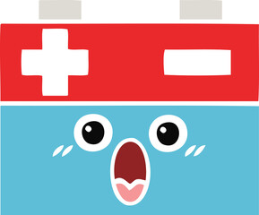 Obraz premium flat color retro cartoon car battery