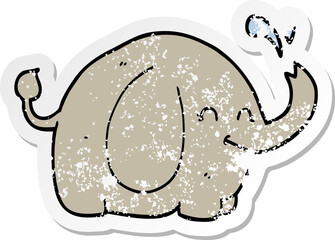 distressed sticker of a cartoon elephant