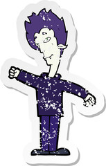 retro distressed sticker of a cartoon vampire man