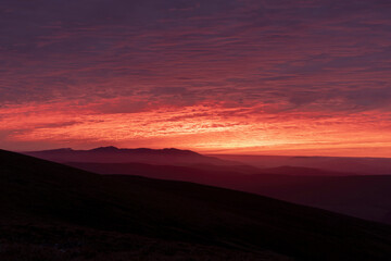 Snowdonia mountain sunset view over the Welsh countryside