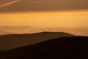 Gorgeous British dusk landscape background over Wales