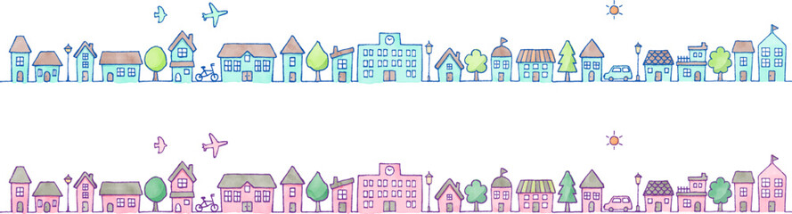 Hand drawn cityscape doodle, vector illustration