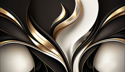 Luxury abstract black and white background with gold.
