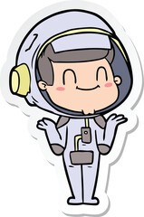 sticker of a happy cartoon astronaut man