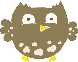 flat color illustration of a cartoon little owl