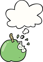 cartoon bitten apple and thought bubble