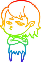 Fototapeta premium rainbow gradient line drawing cartoon vampire girl