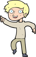 cartoon happy boy pointing