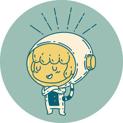 icon of tattoo style woman in astronaut suit © lineartestpilot