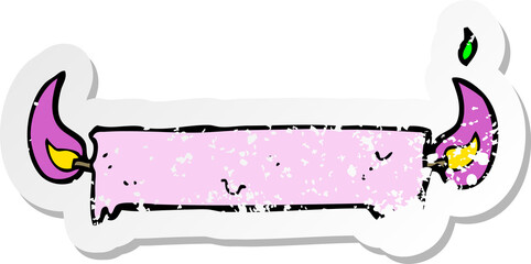 retro distressed sticker of a burning the candle at both ends