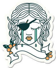 crying elf rogue character face sticker