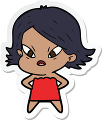 sticker of a cartoon stressed woman