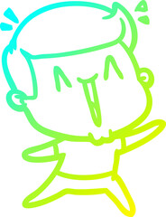 cold gradient line drawing cartoon happy man