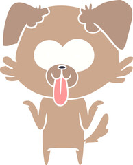 flat color style cartoon dog with tongue sticking out