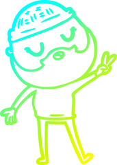 cold gradient line drawing cartoon man with beard