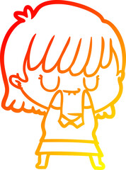 warm gradient line drawing cartoon woman