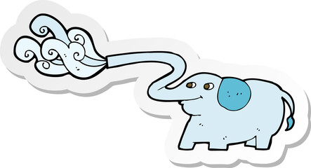 sticker of a cartoon elephant squirting water