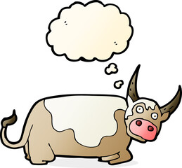 cartoon bull with thought bubble