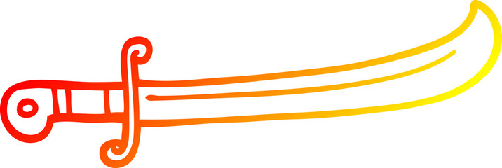 warm gradient line drawing cartoon jeweled sword
