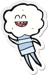 sticker of a cartoon cute cloud head creature