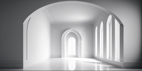 ai generated an illustration of the architectural design of interior of  Muslim Mosque
