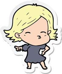sticker of a cartoon woman pointing