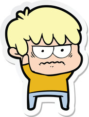 Obraz premium sticker of a annoyed cartoon boy