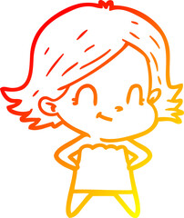 warm gradient line drawing cartoon friendly girl