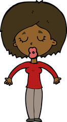 cartoon woman with closed eyes