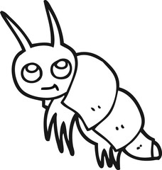 black and white cartoon little bug
