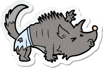 sticker of a cartoon werewolf