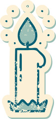 distressed sticker tattoo style icon of a candle