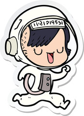 sticker of a cartoon astronaut woman