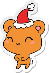 christmas sticker cartoon of kawaii bear