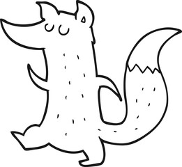 black and white cartoon cute wolf