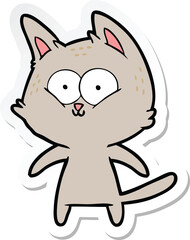 sticker of a happy cartoon cat