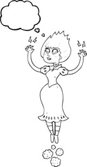 thought bubble cartoon vampire girl flying