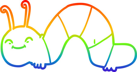 rainbow gradient line drawing cartoon happy bug
