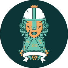 half orc fighter with natural twenty dice roll icon