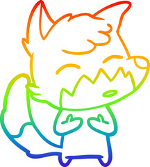 rainbow gradient line drawing cartoon fox