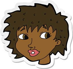 sticker of a cartoon surprised woman